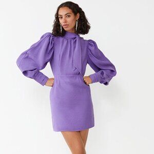 & Other Stories Purple Puff-Sleeve Mini Dress